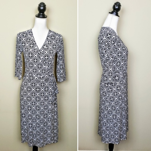 BISOU BISOU Dress, Black White V-Neck Career, 6 - Picture 1 of 8